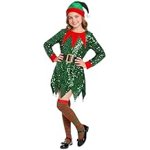 Girls Elf Costume Set Christmas Elf Dress Xmas Holiday Party Dress Outfit
