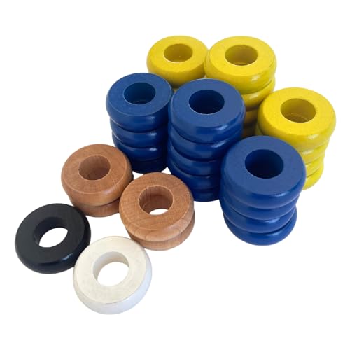 32 Blue and Yellow Carrom and Pichenotte Board Game Rings Large Rings 1 14 inch Diameter 3.2cm