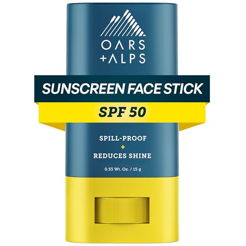 Oars  Alps Matte Face Sunscreen Stick, SPF 50 Travel Sunscreen Roll On for Face, Fragrance Free, Water & Sweat Resistant Sunblock, All Skin Types, Dermatologist Tested, Moisturizing, 0.53oz