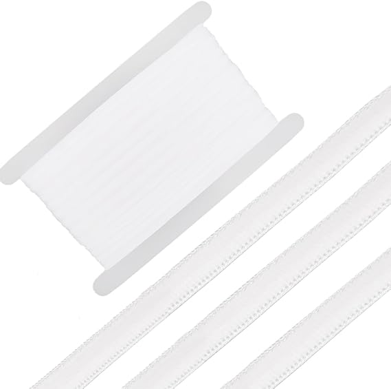 GORGECRAFT 10 Yards Silicone Elastic Gripper Band 3/5" Wide Non-Slip Silicone Grip Stretch Band with 5mm Rubber Sewing Strap Webbing Belt for DIY Crafts Underwear Bra Headband Garments White