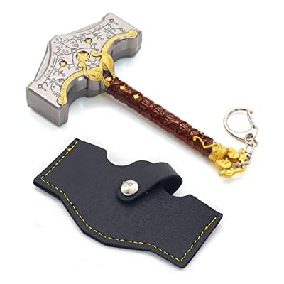 Superbuybox God of War Ragnarok Thor Mjolnir the hammer of Thor Action Figures Game Toys Collection Keychain Gift Desk Decoration Backpack Pendant Gift Bronze Version