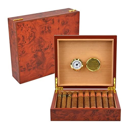 Premium Cigar Humidor for 25-50 Cigars - Elegant Humidor humidor with Hygrometer and Humidifier - Cedar Lined Cigar Box for Optimal Humidity Control