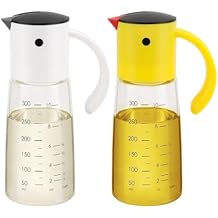 Vucchini Oil Dispenser Olive Oil Dispenser Bottle Set 10 oz for Kitchen Cooking - Auto Flip Condiment Container With Leakproof Vinegar Glass Cruet Non-Drip Spout