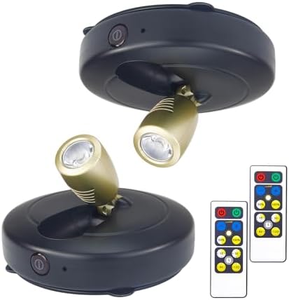 Bigmonat Spot Lights Indoor, Dimmable Spotlights Battery Operated with Remote,Plant Spotlight Indoor for Tree,Picture Lights for Wall, Ceiling Spot Light Accent Light 2PK