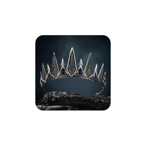 SWEETV Gothic Crowns for Women, Queen Crown Tiara, Witch Crown Headband Cos-play Hair Accessories for Costume Halloween Prom Party