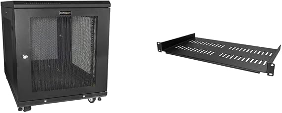 19" 12U Server Rack Cabinet and 1U Server Rack Shelf Bundle