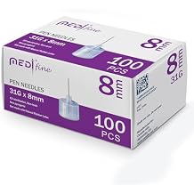 Medt - Fine Insulin Pen Needles (31G 8 mm) - Diabetic Needles for Insulin Injections, Ultra Fine Compatible with Most Diabetes Pens - 100 Ct, Pack of 1