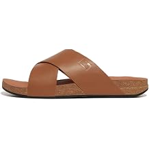 FitFlop Iqushion Men's Leather Cross Slides Slide Sandals