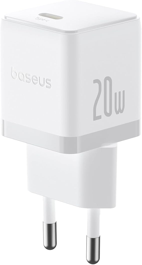 Baseus 20W Hızlı Şarj Cihazı, Palm 1C USB-C Duvar Adaptörü, BCT Soğutma Teknolojisi ve Akıllı Çip Koruması, Kompakt Şarj Başlığı, Beyaz