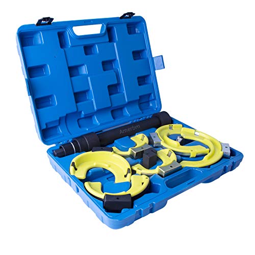 Macpherson Strut Spring Compressor Kit, Heavy Duty Interchangeable Fork Coil Extractor Tool Set for Auto Suspension Repair, Includes 3 Pairs of Jaws 65-212mm