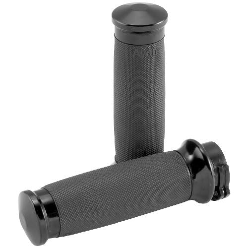Avon Black Anodized Fly By Wire Custom Contour Grips for Harley Davidson 1981-2 - One Size