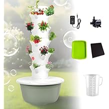 Hydroponic Tower Hydroponics Growing System Vertical Hydroponics Garden Tower Aeroponic Tower with Hydrating Pump and Movable Water Tank for Herbs Fruits and Vegetables Green-5Layer