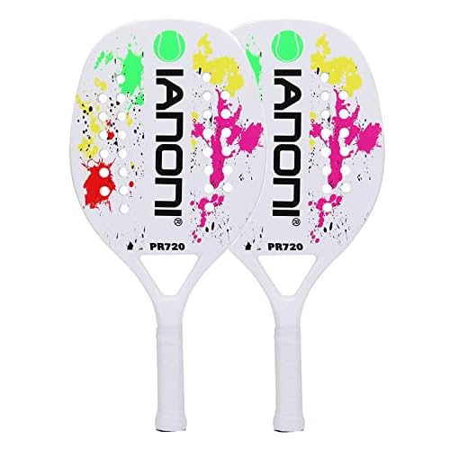 ianoni Beach Tennis Racket,Carbon Fiber Grit Face with EVA Memory Foam Core Beach Tennis Racket
