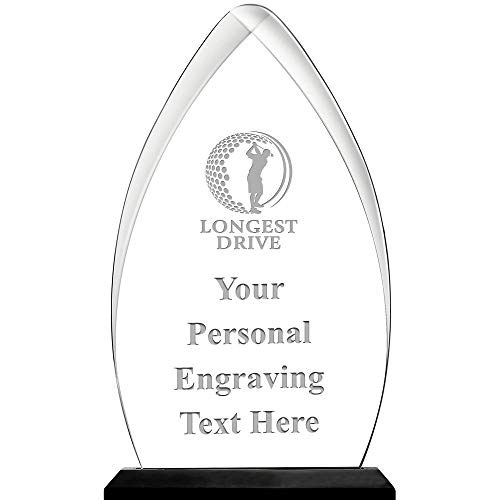 Golf Acrylic Award, 6.75 H Personalized Longest Drive Male Golf Award with Custom Engraving Prime