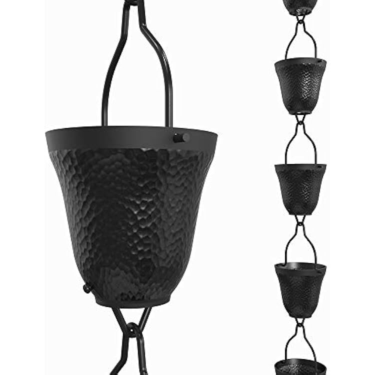 Rain Chains Direct - Contempo Rain Chain - 8.5 FT - Durable Black Powder-Coated Aluminum - Premium Rain Chains for Gutters