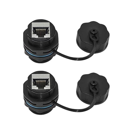 RJ45 Panel Mount Waterproof Connector IP68 Cable Connector, Female to Female, with Shielding Cable Coupler-CAT6-YMP23-Blue-2 PCS