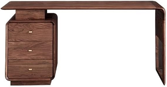 Standing Desk, Modern Office Executive Desk with 3 Drawers, Black Walnut Wood Home Writing with Filing Cabinet for Study and Work(143cm)