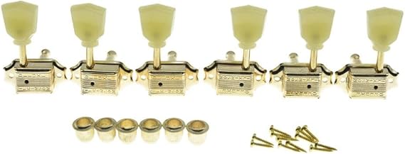 WILKINSON Gold with Vintage Button 3x3 Deluxe Vintage Tuners Guitar Tuning Keys Machine Heads with Plastic Keystone Buttons for Les Paul/SG/ES K1950