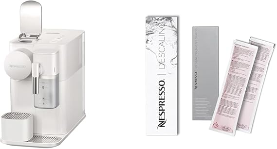 Nespresso Lattissima One Original Espresso Machine with Milk Frother, by DeLonghi, Porcelain White Descaling Kit
