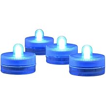 Halloween Lights Submersible LED Lights cr2032 Battery Powered Underwater Waterproof LED Tea Light for Events Wedding Centerpieces Vase Floral Xmas Holidays Home Decor Lighting(Pack of 12) (Blue)