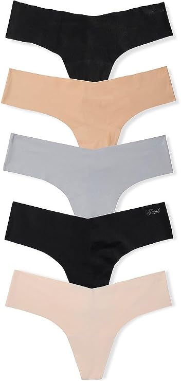 PINK Women's No Show Thong Underwear, Panties for Women (XS-XL) 