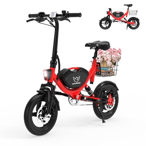 SEHOMY Folding Electric Bike for Adults 330LBS, 710W Peak Motor, 22mph ults Electric Bicycles, 14 Foldable Ebike for Teen 13, 36V Battery, 35MIles Range, Throttle & Pedal Assist, Commuter Ebikes,