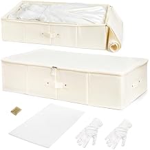 Wedding Dress Storage Box, Large Wedding Gown Preservation Box with 30 Sheets Acid Free Tissue Paper and 1 Pair Microfiber Gloves for Bridal Essentials, Heirlooms, Weddings Keepsake, Beige