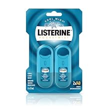 Listerine Cool Mint Pocketmist Fresh Breath Oral Care Mist, Non-Aerosol Sugar-Free Minty Breath Refresher Spray to Kill 99% of Bad Breath Germs, Portable, Cool Mint Flavor, 2 x 7.7 mL