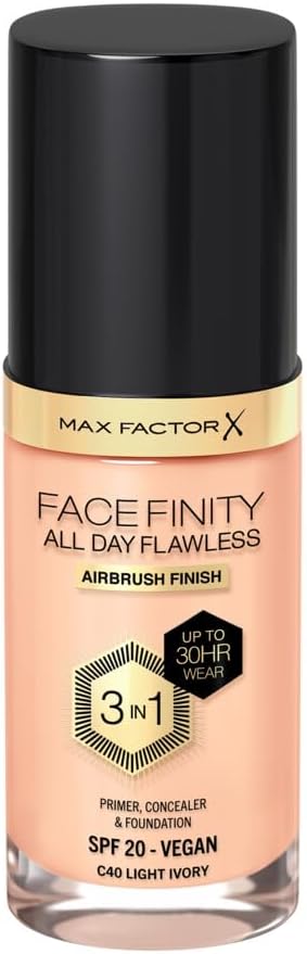Max Factor Facefinity All Day Flawless 3 In 1 Foundation SPF 20, No. 40 Light Ivory