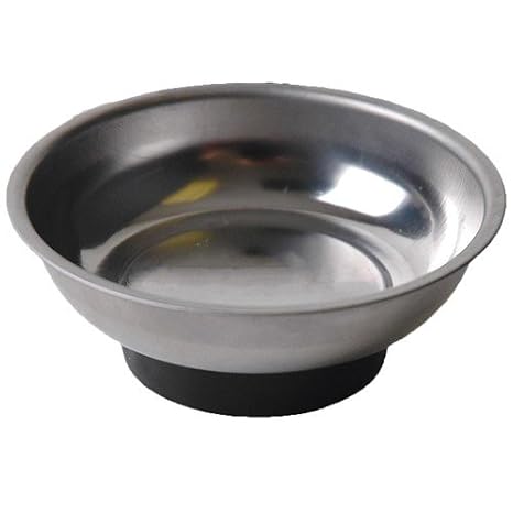 Stainless Steel Round Mini Magnet Parts Tray Magnetic Organizer (4" inch)