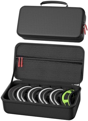 ProCase Hard Travel Case for Ski Goggles, Large Capacity Hard Shell Carrying Holder Snow Goggles Motorcycle Glasses Lens Case with Handle Multi Compartment -Black