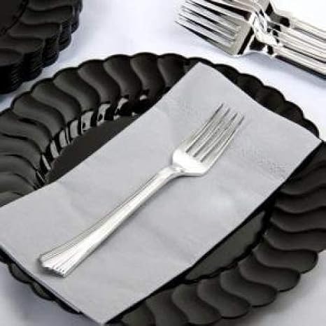 120 Forks REFLECTIONS Plastic Silverware, Looks Like Silver Cutlery