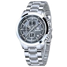 BENYAR Mens Watches Analog Quartz Chronograph Waterproof Wrist Watches for Men Luminous Fashion Business Casual Sport Elegant Dress Watch with Calendar Stainless Steel/Leather Strap