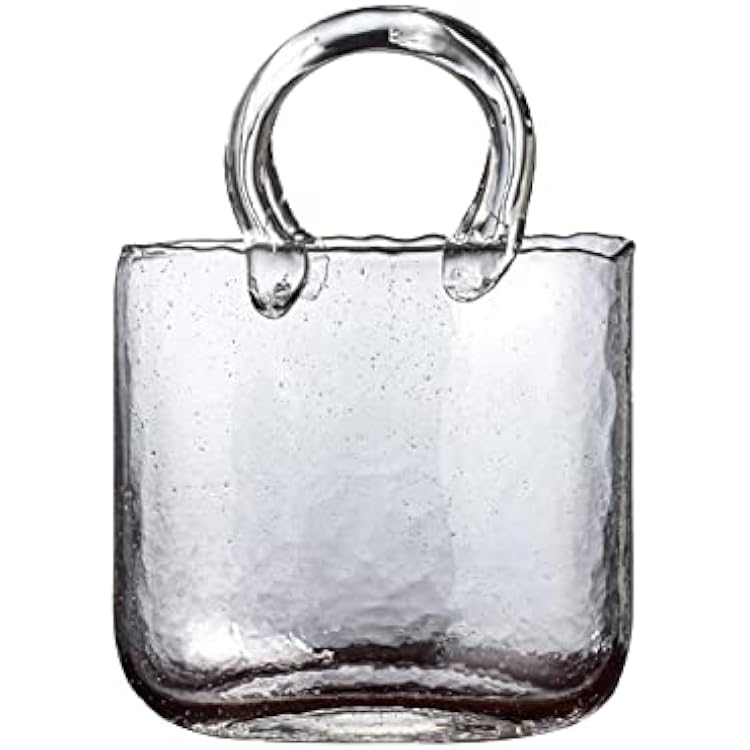 Glass Vase Desktop Glass Basket Vase Transparent Hand Basket Living Room Flower Arrangement Creative Bag Fish Tank Bag Glass Vases Bubble Handbag Flower Vase#1