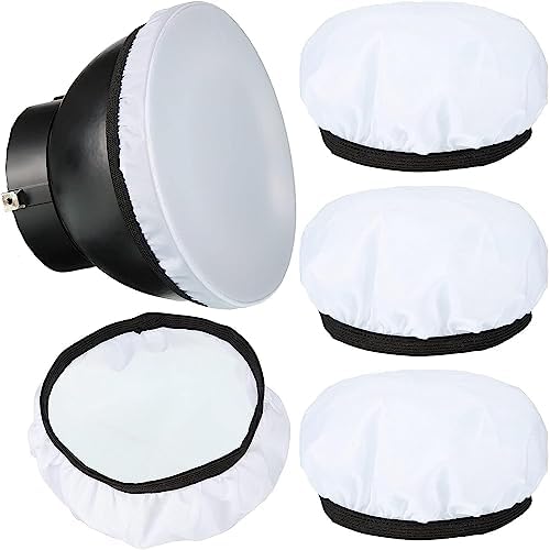 SHOPEE 4 Pieces Diffuser Lamp Sock Soft Diffuser Lamp Cover 8.25 Inches 21 cm Standard Cloth Diffuser Light Sock Lampshade Reflector Lamp Sock for Strobe Flash Light Speedlite White