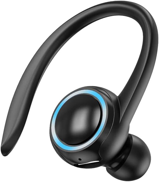 Bluetooth Headphone Single Ear Hook Wireless Headset with Mic Waterproof Earphone Hands-Free Cell Phones Earpiece for Office, Sports, Truckers, Driving black