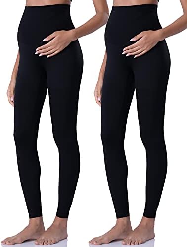POSHDIVAH Womens Maternity Leggings Over The Belly Pregnancy Yoga Pants Active Wear Workout Leggings