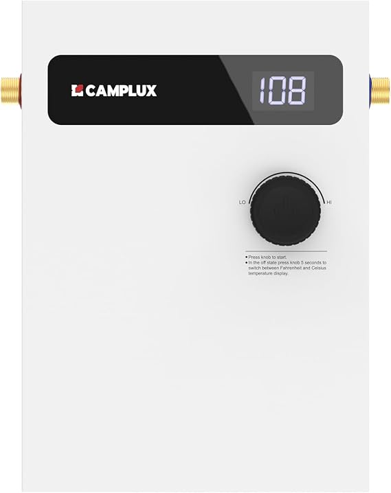 CAMPLUX Tankless Water Heater Electric, 8kW at 240 Volt, On Demand Instant Hot Water Heater for Point of Use, Self-Modulating Save Energy, Save Space, 1.56GPM at 35F Rise