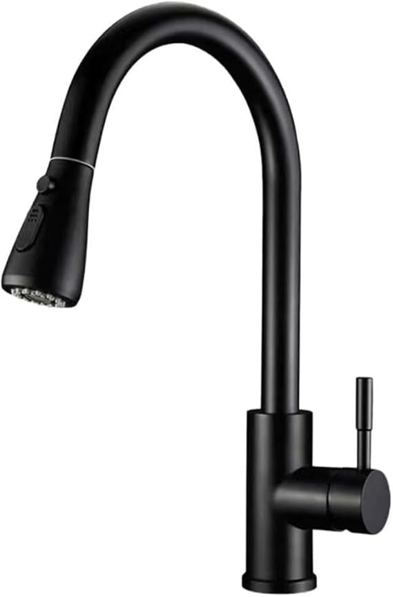 Kitchen Tap, Kitchen Mixer Taps with Pull OutHigh Arc Swivel 360 with 3 Spray Mode Cold andhot Fittings UK Standard, Stainless Steel SinkFaucet (Matte Black)
