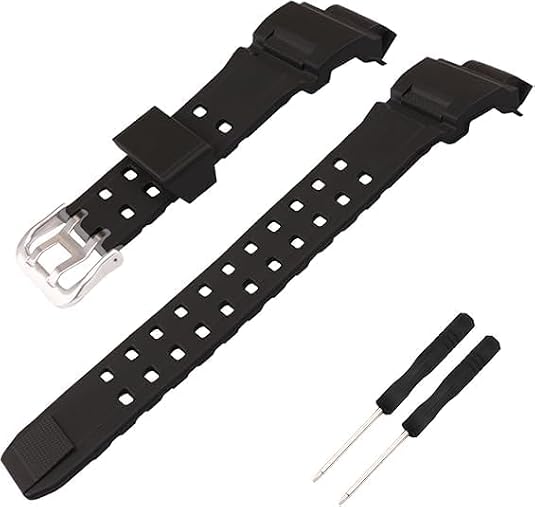 Resin Watch Band replacement for Casio G Shock 10455201 GW9400 GW-9400 GW-9400-1 GW-9400BJ-1 GW-9400J-1 RANGEMAN GW-9200 GW-9300 G-9400 Strap Wirstband accessories for Men and Women (Black)