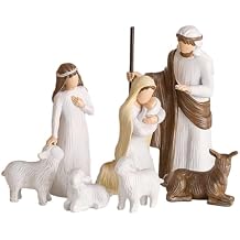 Storieme Nativity Scene Sets Figures Indoor: 7-Piece Resin Nativity Tabletop for Christmas - Family Holiday Decorations Collectibles Figurines Statue