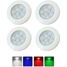 RGBW Boat Courtesy Lights, 3 Inch Waterproof Boat Interior Lights, Multi-Color LED Courtesy Lights for Boats, 12V for Cabin, Cockpit, Stairs, Safe Navigation, 4 Pcs