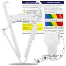 Body Fat Caliper and Measuring Tape for Body,Body Fat Caliper Set with Body Fat Percentage Measure Chart for Accurately Measuring Body Fat (White)