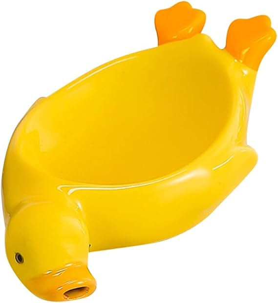 Alipis Duck Soap Dish Ceramic Tray with Self Draining Design for Bathroom Sink and Kitchen Counter - Cute Yellow Soap Holder for Bar and Sponges