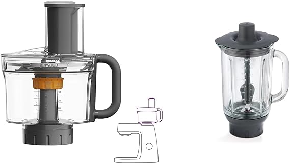 Kenwood Attachment MultiPro KAH65.000PL, Stand Mixer Accessory, Food Processor with 6 Slicing Discs & KAH359GL Blender Attachment for Kitchen Machines Glass and Black