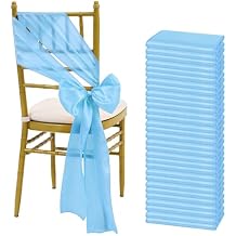 fani 60 PCS Light Bule 7x108 Inch Satin Chair Sashes Bows Universal Chair Cover Wedding Birthday Party Celebration Hotel Event Decorations Universal Decorative Strap