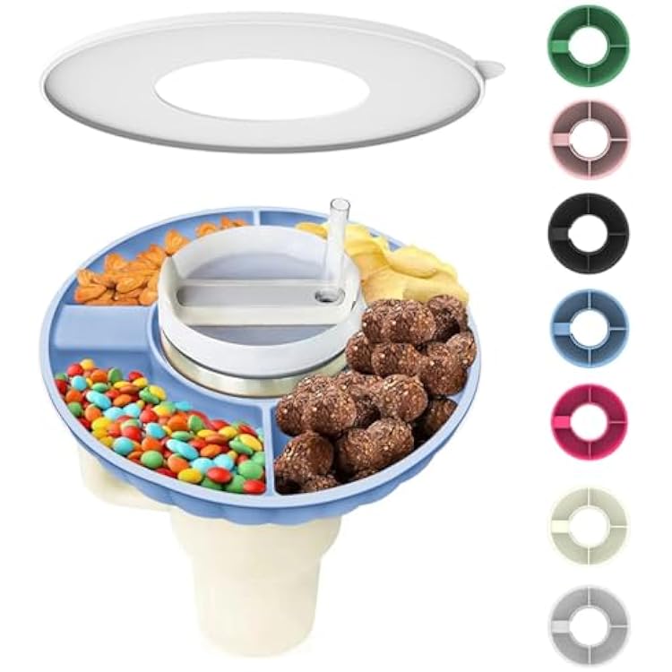 Snack Bowl for Stanley Cup, Silicone Snack Tray with Lid Compatible with Stanley Cup 30 oz, Reusable Snack Ring Suitable for Car Cup Holder, Home, Outdoor, Cup Accessories 1Pcs, Blue