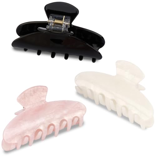Canitor Hair Claw Clips for Women Acrylic Marbled Hair Clips for Thick Thin Hair Emi Cute Hair Accessories Teen Girl Gifts Stocking Stuffers black,pink,white