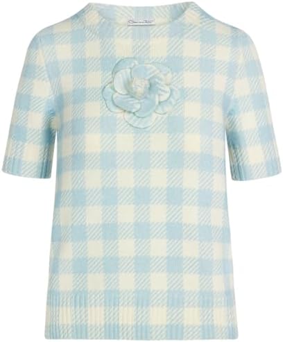 Gingham Pullover With Floral Applique
