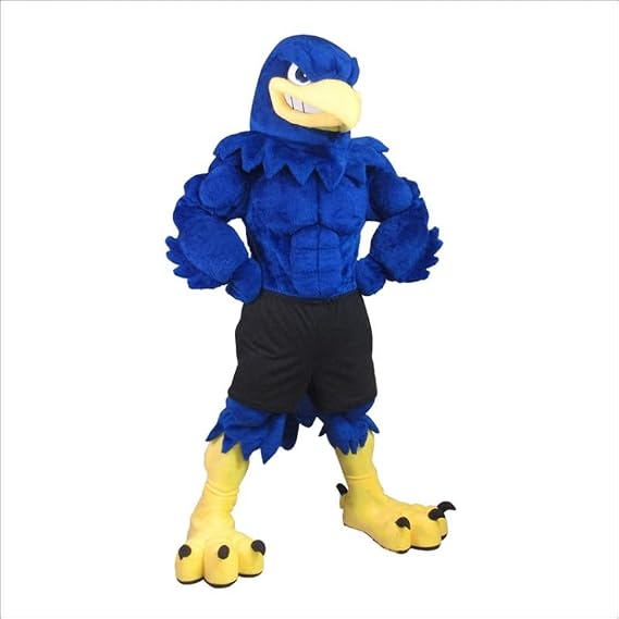 Handsome Blue Falcon Mascot Costume Mascot Costume Adult Size for Men & Women with Built-in Fan and Ice Pack Vest